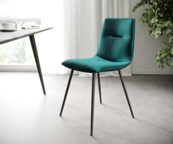 Sada 4 jídelních židlí Pia-Adesso Petrol Velvet se 4 kuželovitými