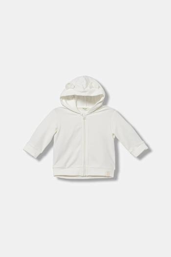Mikina pre bábätká United Colors of Benetton béžová farba, s kapucňou, jednofarebná, 3MDSA501M