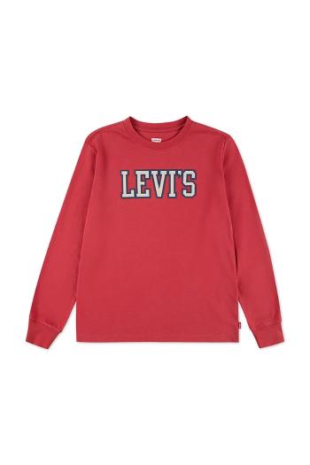 Detská bavlnená košeľa s dlhým rukávom Levi's 1873 PREP LS TEE červená farba, s potlačou, 9EN713
