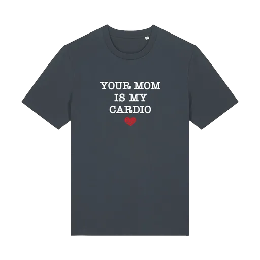 Ruka Hore tričko Your Mom Is My Cardio India Ink Grey S