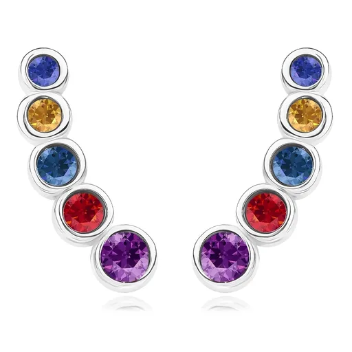 Náušnice zo striebra 925 - oblúk s farebnými krištáľmi Swarovski, afroháčik