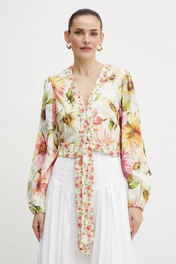 Košeľa Guess COLETTE béžová farba, regular, s klasickým golierom, W5GH40 WG4G0