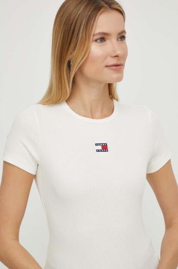 Tričko Tommy Jeans dámsky,béžová farba,DW0DW17881