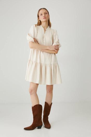 Ľanové šaty Medicine béžová farba, mini, oversize