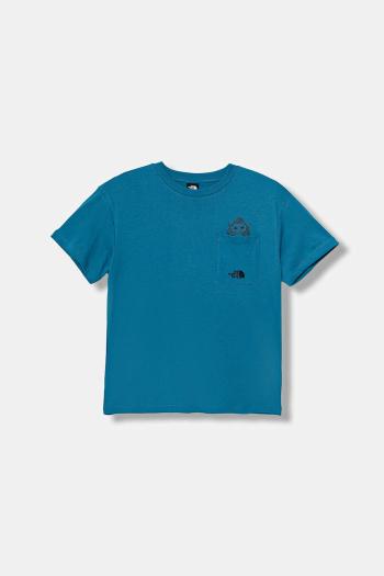 Detské bavlnené tričko The North Face B SPORTS OVERSIZED POCKET SS TEE - GRAPH modrá farba, vzorované, NF0A8EAKBOM1