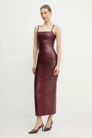 Šaty Herve Leger Gemma bordová farba, maxi, priliehavé, HFL8503778