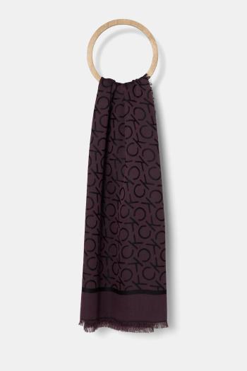 Šatka Calvin Klein dámska, čierna farba, vzorovaná, K60K612880