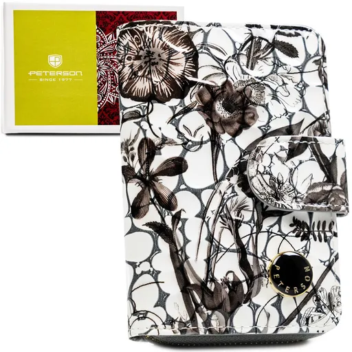 Čierna dámska peňaženka z prírodnej kože s RFID ochranou na patent a zips – Peterson