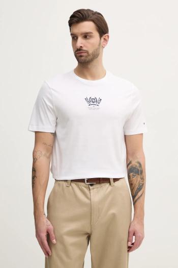 Bavlnené tričko Tommy Hilfiger pánske, biela farba, s nášivkou, MW0MW38613