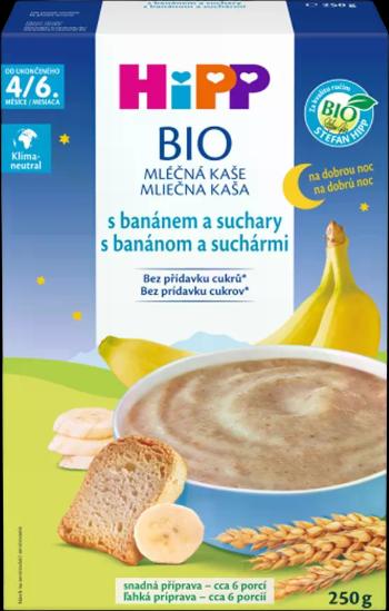 HIPP BIO Kaša mliečna na dobrú noc s banánom a suchármi od uk. 4.-6. mesiaca 250 g