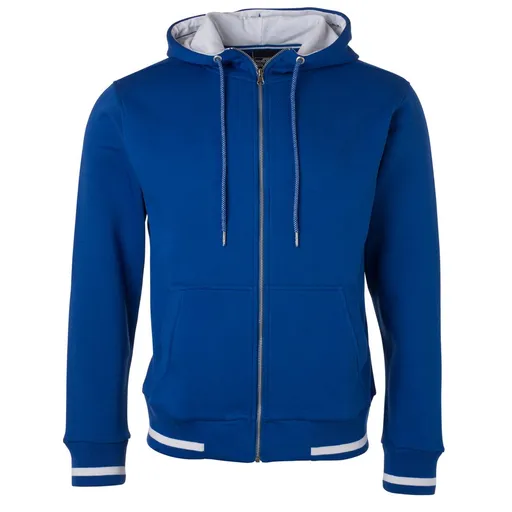 James & Nicholson (Daiber) Pánska mikina na zips s kapucňou Club JN776 - Kráľovská modrá / biela | XL