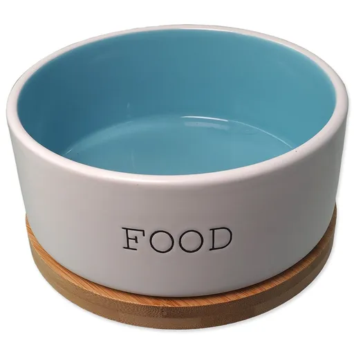 Miska Dog Fantasy keramická FOOD biela/modrá s podtáckou 16x6,5cm, 850ml