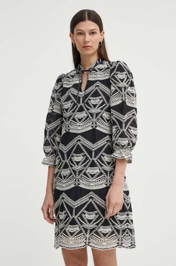 Bavlnené šaty Bruuns Bazaar ArvensisBBAbami dress čierna farba, mini, áčkový strih, BBW3919