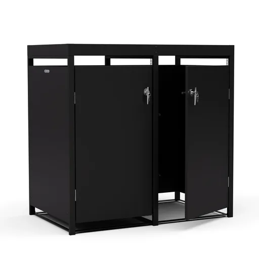 Blumfeldt BinSafe, box na odpadky, 2 odpadkové koše, 240 l, uzamykateľný, pozinkovaná oceľ odolná voči poveternostným vplyvom, výsadbová strecha