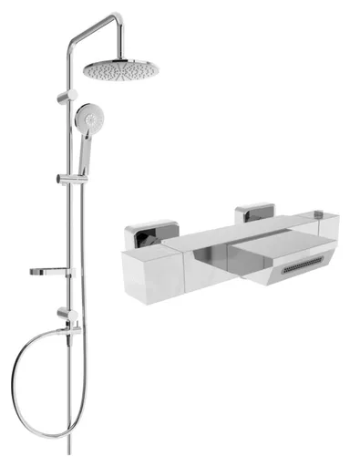 MEXEN/S - Carl sprchový stĺp vrátane vaňovej termostatickej batérie Cube, chróm 77360240-00