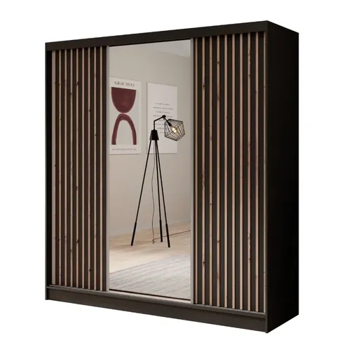 ArtAdrk Šatníková skriňa IDA | čierna / čierna 200 cm