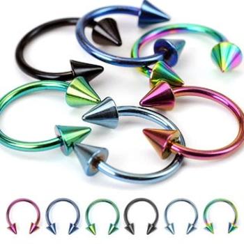 Piercing podkova s dvoma hrotmi z anodizovaného titánu - Hrúbka piercingu: 1,6 mm, Farba zirkónu: Modrá - B