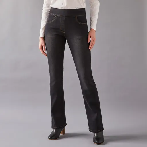 Strečové bootcut džegíny pre nižšiu postavu