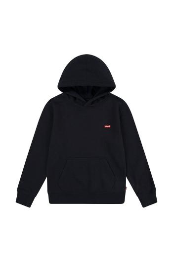 Detská mikina Levi's MINI BATWING HOODIE čierna farba, s kapucňou, jednofarebná, 8EL452