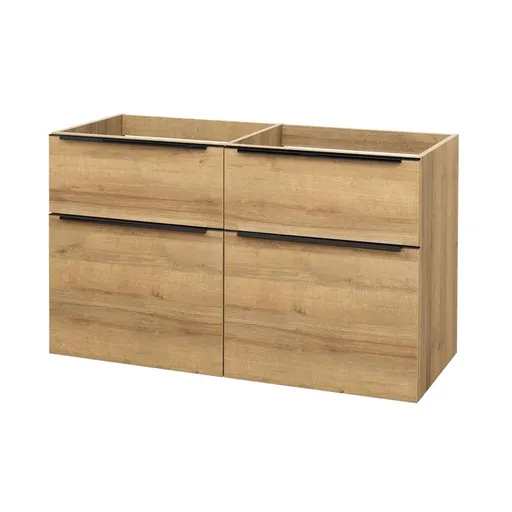 Mereo Mailo, kúpeľňová skrinka 121 cm, dub Riviera, čierne madlo CN523SB