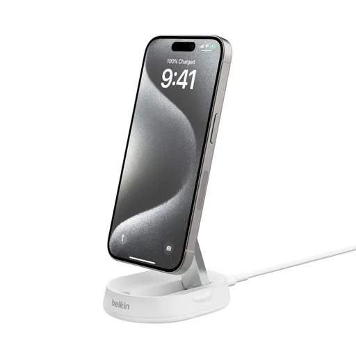 Belkin BOOST CHARGE™ PRE Qi2 15W Magnetický nabíjací stojan, konvertibilný, biela