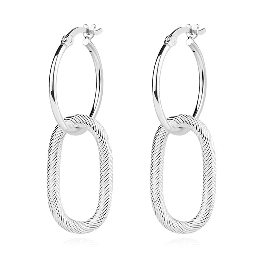 Náušnice zo striebra 925 - kruhy, ovál so špirálovitým vzorom, francúzsky zámok