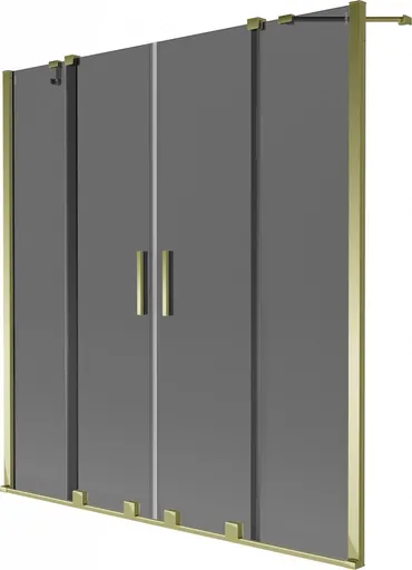 MEXEN/S - Velar Duo dvojkrídlová posuvná vaňová zástena 150 x 150, grafit, zlatá 896-150-000-42-50