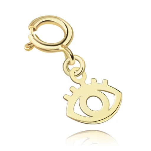 Odopínateľný prívesok na náramok v žltom 375 zlate - ochranné oko s mihalnicami