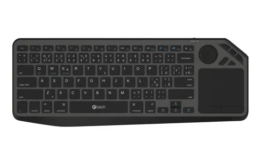 C-TECH Klávesnica WLTK-02, Bezdrôtová, Touchpad, čierna
