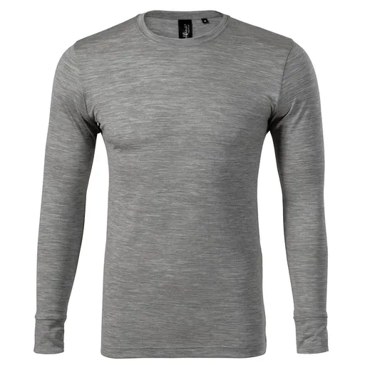 MALFINI Pánske tričko s dlhým rukávom Merino Rise LS - Tmavošedý melír | 3XL