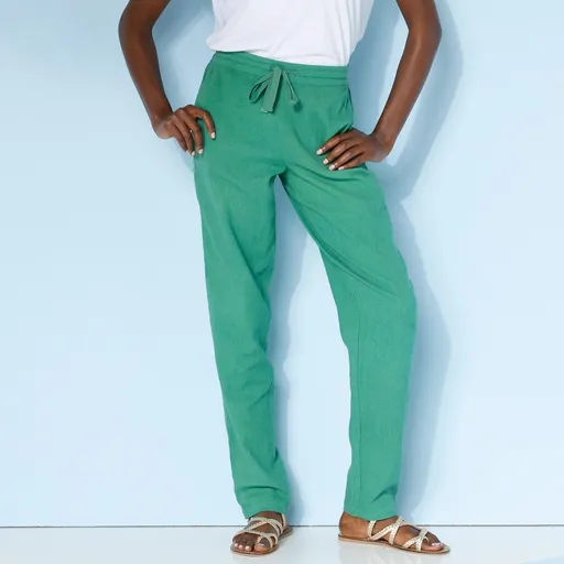 Rovné vzdušné nohavice, z bavlny a ľanu