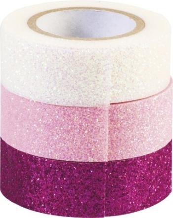 KNORR - Dekoračná lepiaca páska glitter - ružová 3 ks