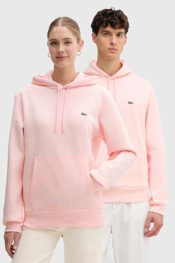 Mikina Lacoste čierna farba, s kapucňou, jednofarebná, SH9623