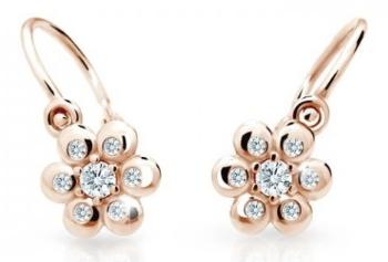 Cutie Jewellery Kytičkové detské náušnice z ružového zlata C2247-10-X-4 biela