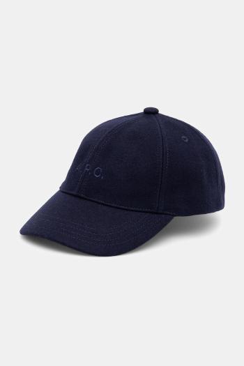 Vlnený šilt A.P.C. casquette charlie tmavomodrá farba, jednofarebná, WOARV.M24069