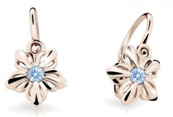 Cutie Jewellery Detské kvietkové náušnice z ružového zlata C2238-10-X-4 svetlo modrá