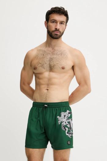 Plavkové šortky Philipp Plein zelená farba, PM25MBM01