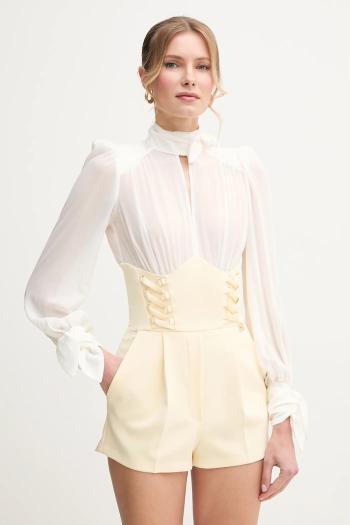 Overal Elisabetta Franchi biela farba, s viazaním vo výstrihu, TU03151E2