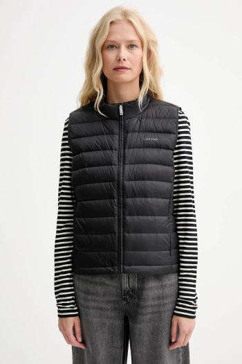 Páperová vesta Calvin Klein čierna farba, prechodná, LV044C529G