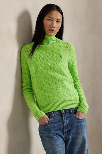 Vlnený sveter Polo Ralph Lauren béžová farba, ľahký, s rolákom, 211888686