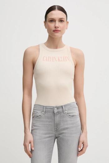 Top Calvin Klein Jeans béžová farba, J20J225520