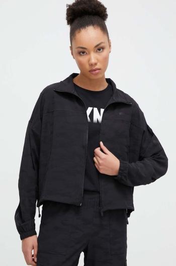 Bunda Dkny dámska, čierna farba, prechodná, oversize, DP3J9377