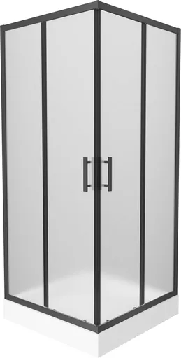 MEXEN/S - Rio sprchovací kút štvorec 90 x 90, dekor, čierny + vanička Rio vrátane výpuste 860-090-090-70-30-4510