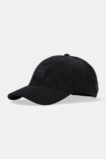 Menčestrová baseballová čiapka Calvin Klein čierna farba, s nášivkou, K50K512612