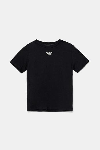 Detské bavlnené tričko Emporio Armani tmavomodrá farba, s potlačou, EB000421 AF15013