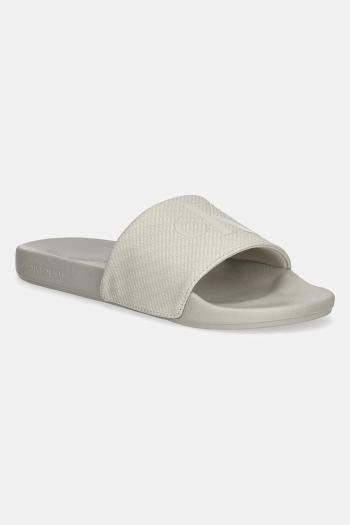 Šľapky Calvin Klein Jeans SLIDE AOP PRINT pánske, béžová farba, YM0YM01269