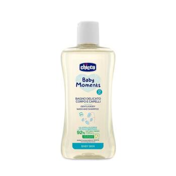 CHICCO Šampón jemný na vlasy a telo Baby Moments 92 % prírodných zložiek 200 ml