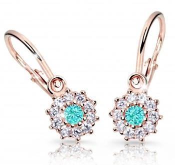 Cutie Jewellery Detské náušnice z ružového zlata C2749-10-X-4 svetlo zelená