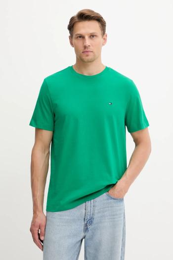 Bavlnené tričko Tommy Hilfiger pánske, zelená farba, jednofarebné, MW0MW39995