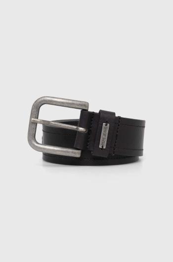 Kožený opasok Pepe Jeans SANDRO BELT pánsky, čierna farba, PM021017